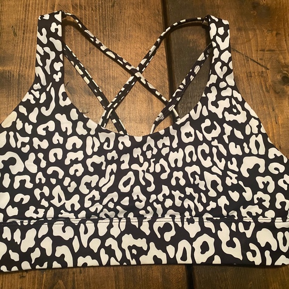 Black and White Leopard Light n Tight Strappy Bra Size US Large - Picture 3 of 5